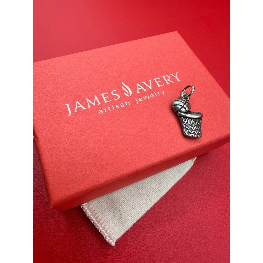 James Avery Basketball And Hoop Sterling Silver Charm Cleaned Polished 2.895 gr